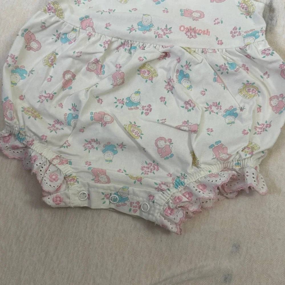 Vintage OshKosh Baby‎ Girl Romper 3-6 Months USA Made Floral Lace Bubble